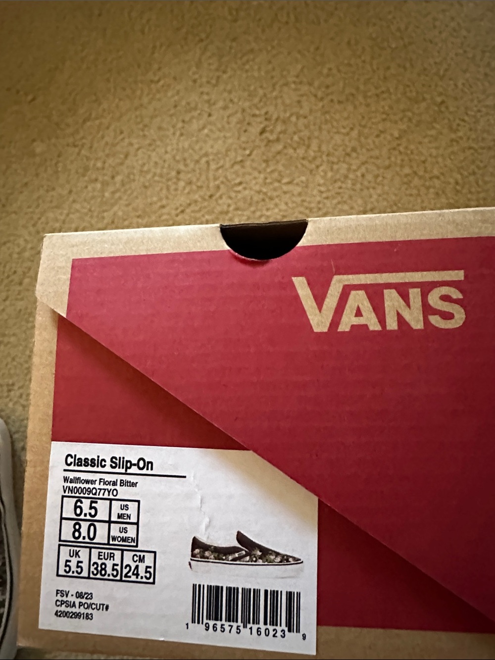 Vans Slip-On Floral Canvas Sneakers in Maroon and Pink - Picture 3 of 3